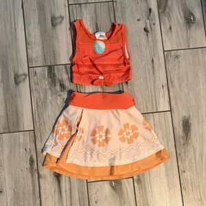 Disney Orange and Peach Moana Kids Swim Bikini